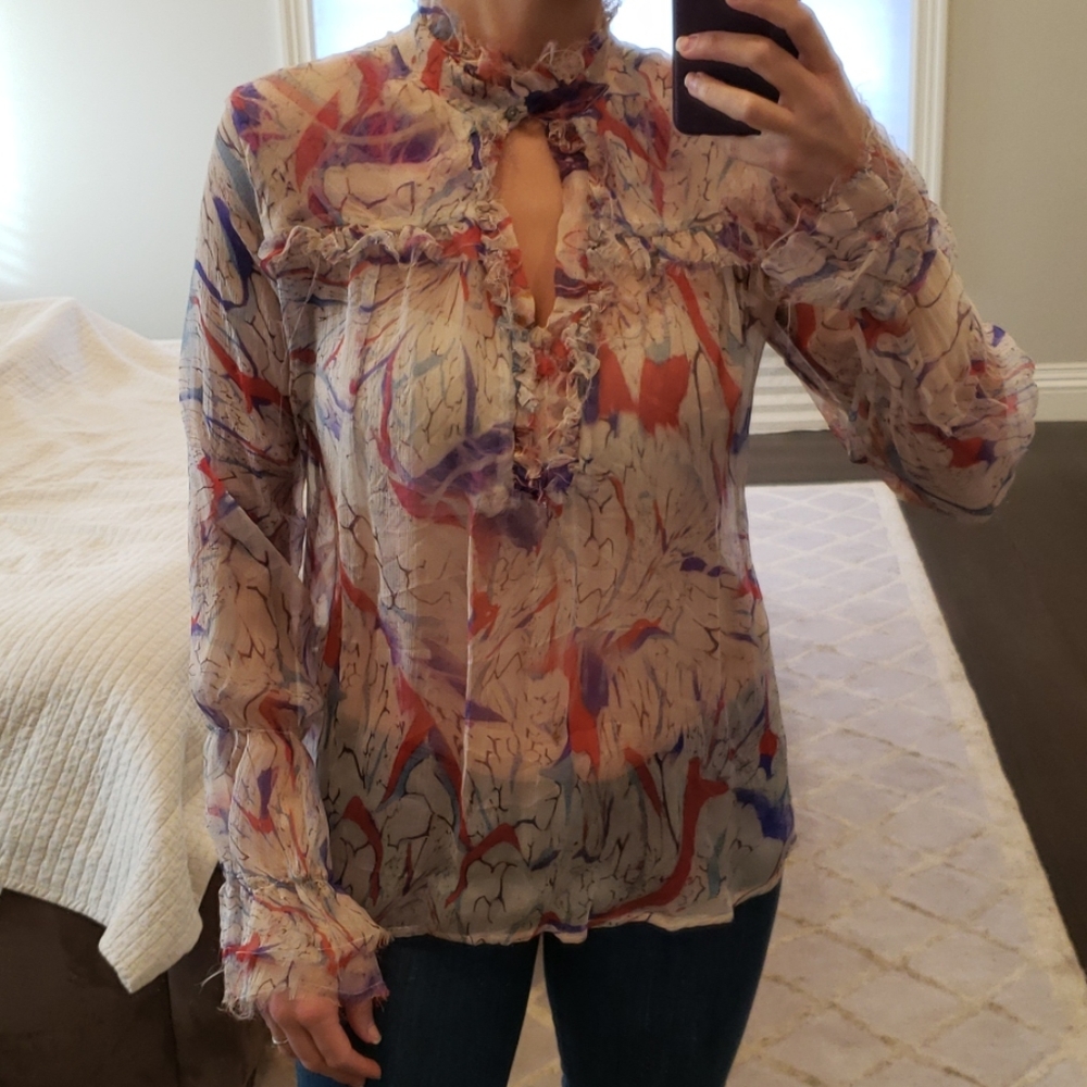 NWT WOMENS MAGGIE SHEER SILK BLOUSE